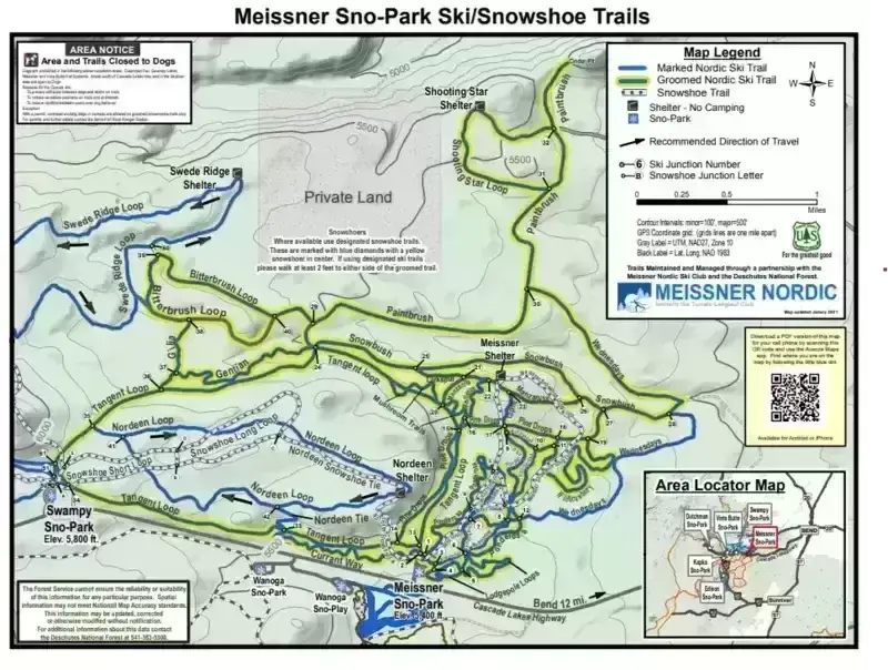 Nordic trail map for Central Oregon