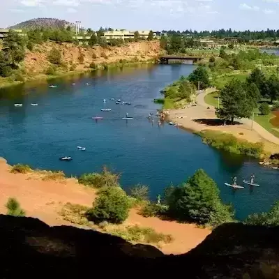 Scenic floating on the Deschutes River in Bend, Oregon